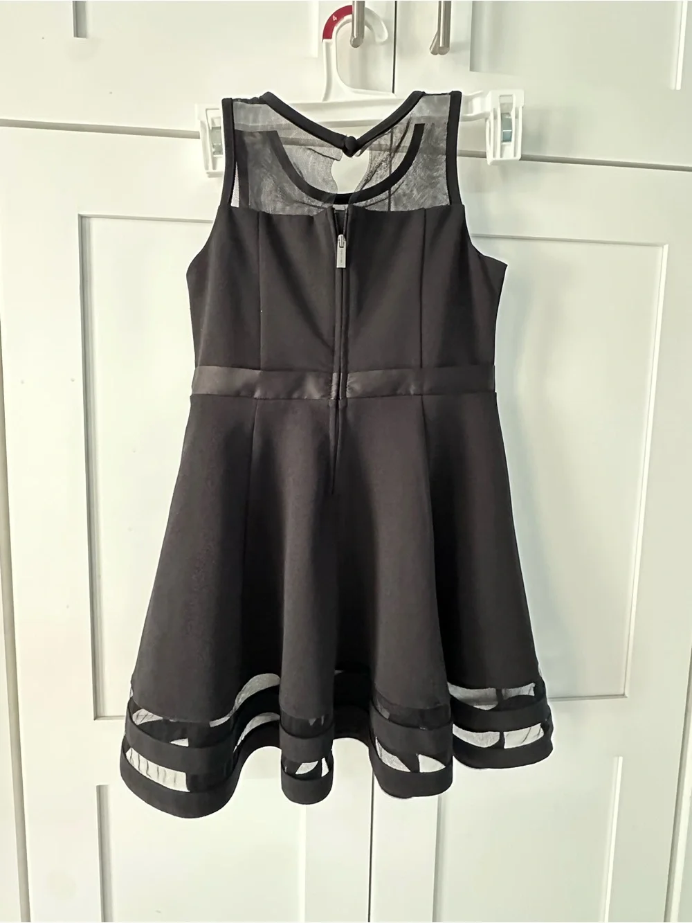 Calvin Klein Black Mesh Yoke Bow-Accent Girls' Party Dress